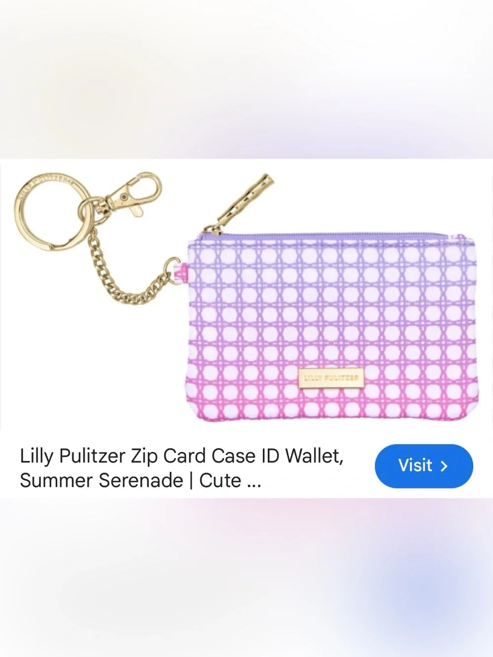Lilly Pulitzer Pink to Lavender Ombre Card Pouch with Gold Accents